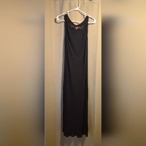 Elegant Sheer Black Sleeveless Dress With Beautiful Floral Detail